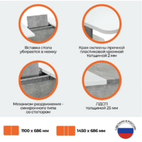 TetChair Gent 110-145x686x75.5 (белый/бетон) Image #3